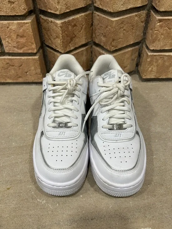 Nike Air Force 1 Shadow Metallic Silver White CI0919-119 Women’s Size 9 - Picture 2 of 6